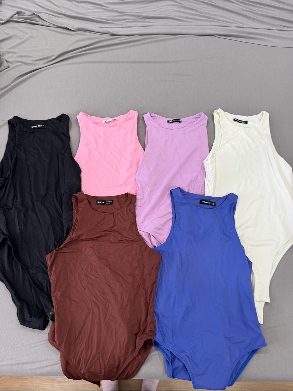 Zara Women’s Sleeveless Bodysuit - Pink, Lavender, White, Black, Brown, Blue